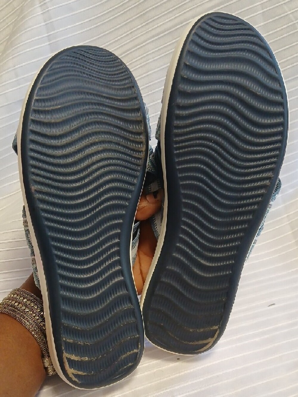 Women's Navy & Light Blue Crisscross Slide Sandals - Picture 4 of 4